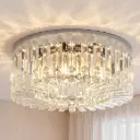 Luxury Modern Round Crystal & Stainless Chandelier Flush Mount Ceiling Light XH