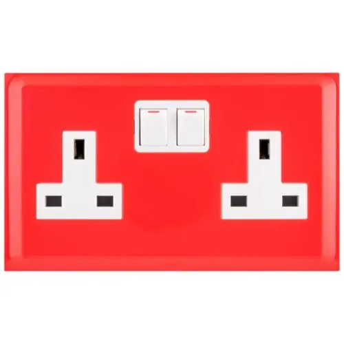  Twin/Double Switch Socket Red - Legrand