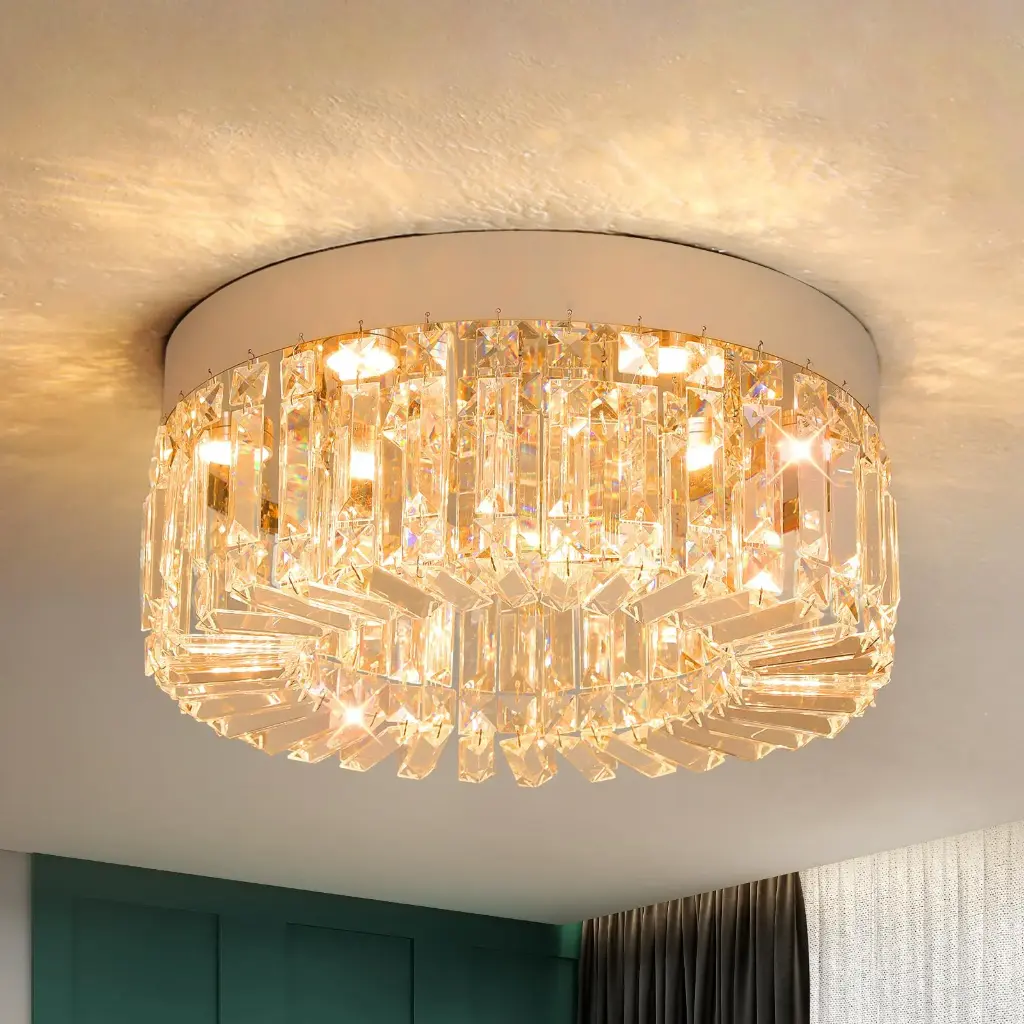 Luxury Round Crystal & Stainless Chandelier Ceiling Light XH800-J