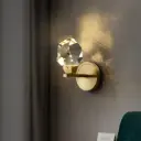 Modern Luxury Brass LED Wall Faceted Crystal Shade Contemporary Design Warm White STBD-02