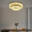 Modern Luxury Golden Shell Stainless Steel & Crystal Round Multi-Layered LED Flush Mount Ceiling Light HQ-XDJ 