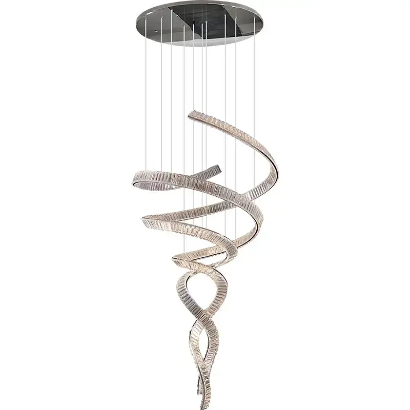 Long Spiral Crystal Chandelier – Modern Cascading Crystal Ceiling Pendant Light S6100