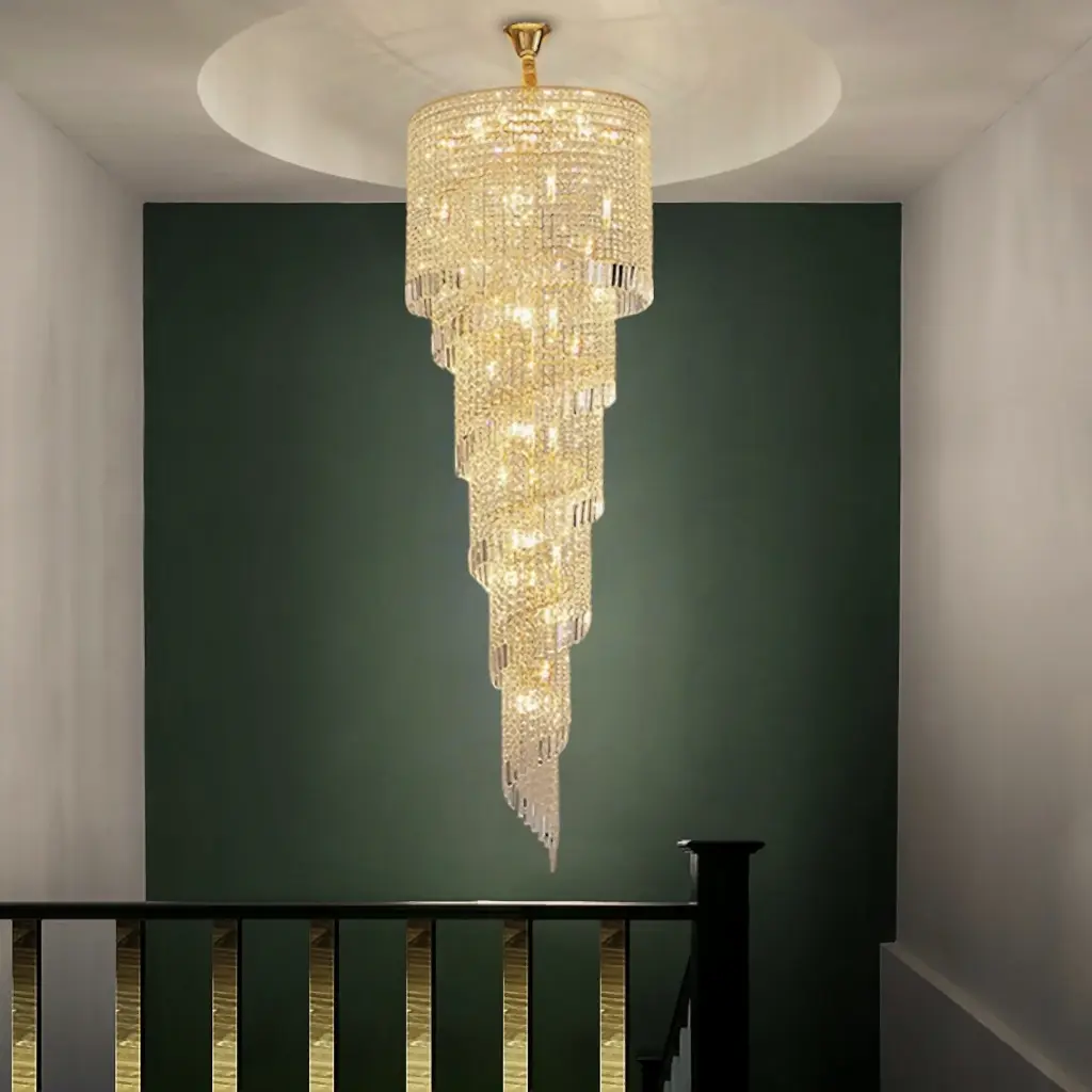 Oval Crystal Chandelier Gold Finish Modern Pendant Lamp HQ-8809