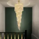 Oval Crystal Chandelier Gold Finish Modern Pendant Lamp HQ-8809