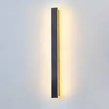LED Modern Black Long Wall Sconce Slender Rectangle Bedroom Wall Light Minimalist Stainless Steel Indoor/Outdoor Lighting Fixture FLC-20-100cm