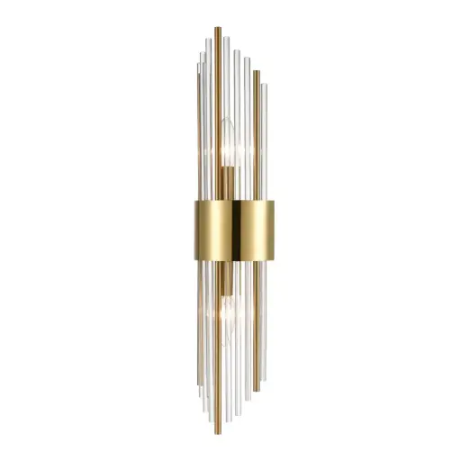 Modern Brass Wall Lamp, 2-Light Scones, Crystal Gold HX-WLO-76-H600