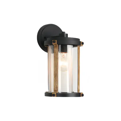 European Modern Design Outdoor Wall Lamp Die-Casting Aluminum LED Brown Glass Shade Black Finish Warm White  HS1400-DN-S