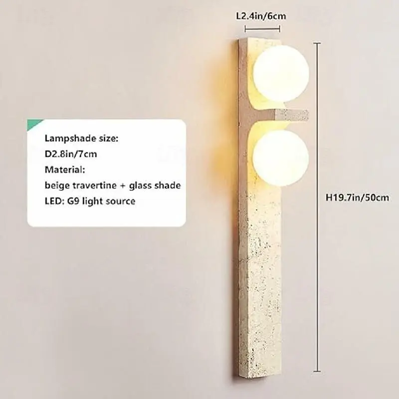 Travertine & glass ball BD-2