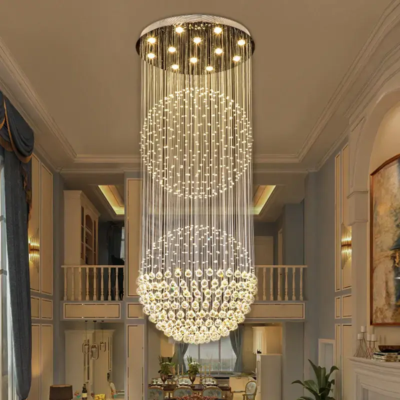 Ceiling Lights Modern Crystal Long Chandelier, Duplex HQ-SPT11