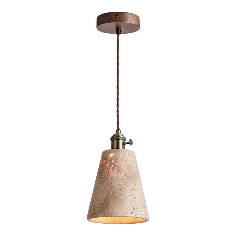 Travertine Shade Brass Plating Pendant Lamp Holder D-039
