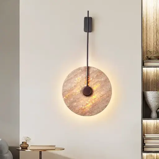 Wabi-Sabi Travertine Yellow Cave Natural Stone Wall Lamp BD-8072