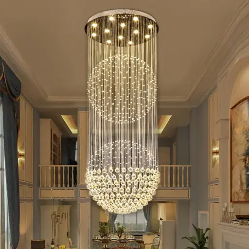 Ceiling Lights Modern Crystal Long Chandelier, Duplex HQ-SPT11