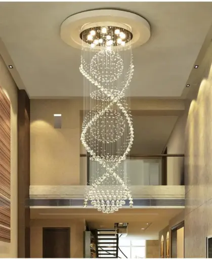 Hanging Double Spiral Crystal Chandelier Beads Lamp HQ-SPT04 