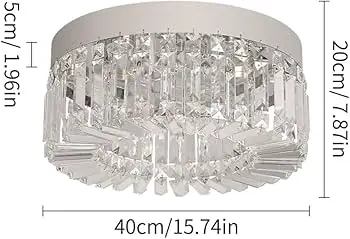 Luxury Modern Round Crystal & Stainless Chandelier Flush Mount Ceiling Light XH400-Y