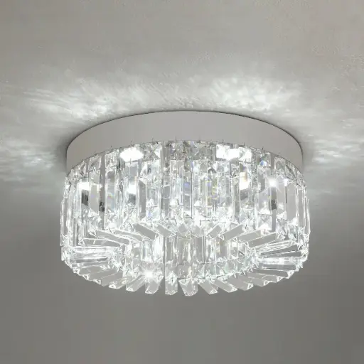 Luxury Modern Round Crystal & Stainless Chandelier Flush Mount Ceiling Light XH800-Y