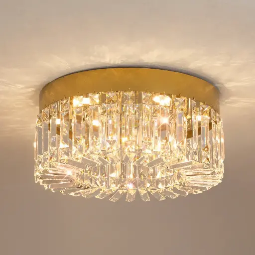 Luxury Modern Round Crystal & Stainless Chandelier Flush Mount Ceiling Light XH400-J