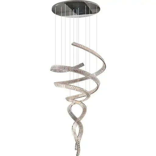 Long Spiral Crystal Chandelier – Modern Cascading Crystal Ceiling Pendant Light S6100