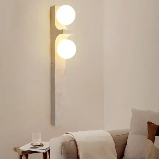 Wall Light Long Nature Travertine Body Glass Shade  BD-8069-2