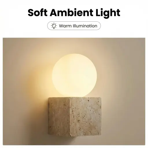Travertine Cube Glass Globe Wall Lamp  BD-8047