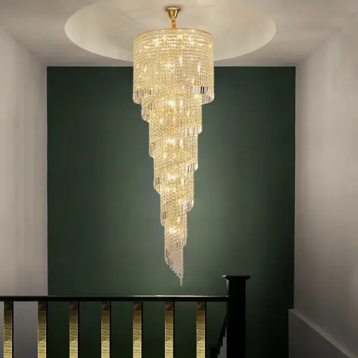 Oval Crystal Chandelier Gold Finish Modern Pendant Lamp HQ-8809