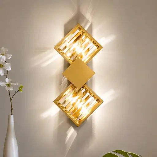 HDC Modern Simple Gold Background Wall Decorative Crystal Wall Light HQ-A69