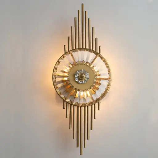 Contemporary Scandinavian Round Metal Crystal 3-Light Wall Sconce Lamp  HQ-A76